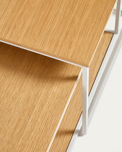 Load image into Gallery viewer, Yoana set of 2 nesting coffee tables with oak veneer and white metal structure - image 4