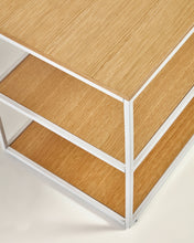 Load image into Gallery viewer, Yoana TV stand with oak veneer and painted white metal structure, 160 x 40 cm - image 4