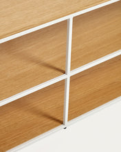 Load image into Gallery viewer, Yoana TV stand with oak veneer and painted white metal structure, 160 x 40 cm - image 5