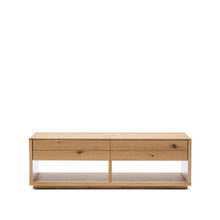 Load image into Gallery viewer, Alguema coffee table 2 drawers in oak veneer with natural finish 140 x 60 cm