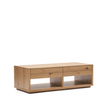 Load image into Gallery viewer, Alguema coffee table 2 drawers in oak veneer with natural finish 140 x 60 cm - image 3