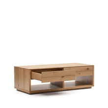 Load image into Gallery viewer, Alguema coffee table 2 drawers in oak veneer with natural finish 140 x 60 cm - image 5