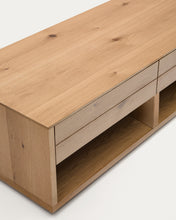 Load image into Gallery viewer, Alguema coffee table 2 drawers in oak veneer with natural finish 140 x 60 cm - image 9