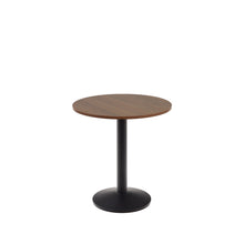 Load image into Gallery viewer, Esilda round table in walnut finish melamine with metal leg in a painted black finish, Ø70x70 cm - image 2