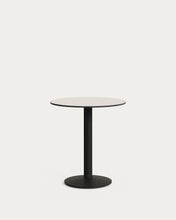 Load image into Gallery viewer, Esilda round outdoor table in white with metal leg in a painted black finish, Ø 70 x 70 cm