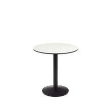 Load image into Gallery viewer, Esilda round outdoor table in white with metal leg in a painted black finish, Ø 70 x 70 cm - image 2