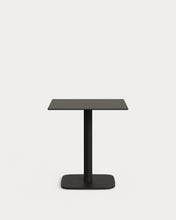 Load image into Gallery viewer, Dina outdoor table in black with metal legal in a painted white finish, 68 x 68 x 70 cm