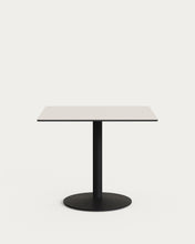 Load image into Gallery viewer, Esilda outdoor table in white with metal leg in a painted black finish, 90 x 90 x 70 cm