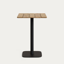 Load image into Gallery viewer, Saura square high bar table black steel frame natural finish acacia top 96x70x70cm FSC100%