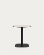 Load image into Gallery viewer, Dina round outdoor table in white with metal legal in a painted black finish, Ø 68x70 cm