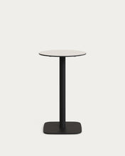 Load image into Gallery viewer, Dina high round outdoor table in white with metal leg in a painted black finish, Ø60x96 cm