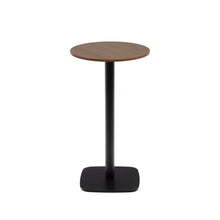 Load image into Gallery viewer, Dina high round table in walnut finish melamine with metal leg in a painted black finish, Ø60x96 cm - image 2