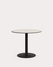 Load image into Gallery viewer, Esilda round outdoor table in white with metal leg in a painted black finish, Ø 90 x 70 cm