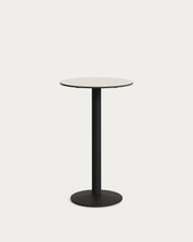 Load image into Gallery viewer, Esilda high round outdoor table in white with metal leg in a painted black finish, Ø 60 x 96 cm