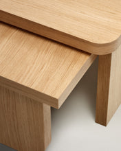 Load image into Gallery viewer, Oaq set of 2 coffee tables in oak wood veneer with natural finish FSC Mix Credit - image 9