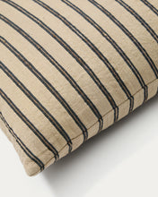 Load image into Gallery viewer, Caliu beige and grey striped silk and cotton, 45 x 45 cm - image 4