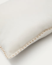 Load image into Gallery viewer, Rakira beige cotton cushion cover with mustard-coloured embroidery feature, 45 x 45 cm - image 3
