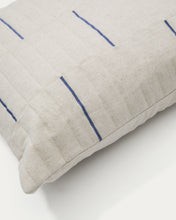 Load image into Gallery viewer, Blaina cushion cover in white linen with a blue embroidery feature, 45 x 45 cm - image 3
