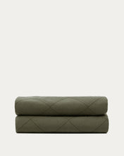 Load image into Gallery viewer, Serla green, 100% cotton chenille bedspread with rhomboid shapes for 90/135 cm bed - image 2