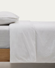 Load image into Gallery viewer, Atenie white duvet cover and pillowcase set, 100% cotton percale, plumeti detail, 90 cm bed