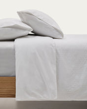 Load image into Gallery viewer, Atenie white duvet cover and pillowcase set, 100% cotton percale, plumeti detail, 180 cm bed