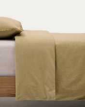 Load image into Gallery viewer, Sifinia green duvet cover and pillowcase set, 100% cotton percale fringes, 90 cm bed