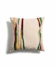 Load image into Gallery viewer, Sirea cotton linen cushion cover with multicoloured embroidery detail 50 x 50cm