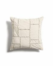 Load image into Gallery viewer, Verion green cushion cover with embroidered geometric detail 45 x 45cm