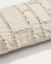 Load image into Gallery viewer, Verion green cushion cover with embroidered geometric detail 30 x 50cm - image 2