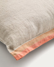 Load image into Gallery viewer, Disea cushion cover in beige linen with orange detail 45 x 45cm - image 3