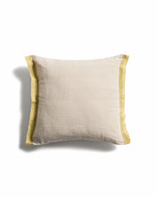 Load image into Gallery viewer, Disea cushion cover in beige linen with yellow detail 45 x 45cm