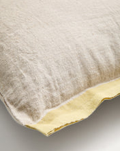 Load image into Gallery viewer, Disea cushion cover in beige linen with yellow detail 45 x 45cm - image 3