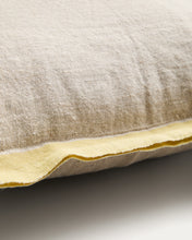 Load image into Gallery viewer, Disea cushion cover in beige linen with yellow detail 45 x 45cm - image 4