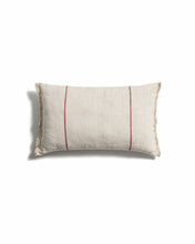 Load image into Gallery viewer, Lidore cushion cover in beige linen with contrasting red stripes 30 x 50cm