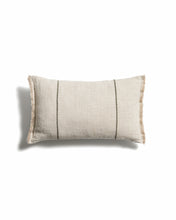 Load image into Gallery viewer, Lidore cushion cover in beige linen with contrasting green stripes 30 x 50cm