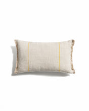 Load image into Gallery viewer, Lidore cushion cover in beige linen with contrasting yellow stripes 30 x 50cm