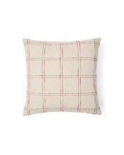 Load image into Gallery viewer, Nety beige cushion cover with multicoloured checked embroidery 45 x 45cm