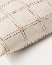 Load image into Gallery viewer, Nety beige cushion cover with multicoloured checked embroidery 45 x 45cm - image 4