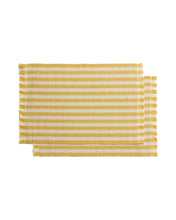 Load image into Gallery viewer, Daltan set of 2 yellow striped cotton and jute placemats 35 x 50cm
