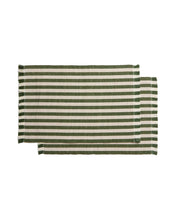Load image into Gallery viewer, Daltan set of 2 green striped cotton and jute placemats 35 x 50cm