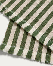 Load image into Gallery viewer, Daltan set of 2 green striped cotton and jute placemats 35 x 50cm - image 3
