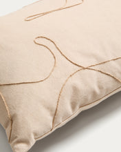 Load image into Gallery viewer, Dibel ecru cotton cushion cover with beige embroidery detail 30 x 50cm - image 3