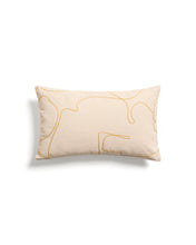 Load image into Gallery viewer, Dibel ecru cotton cushion cover with yellow embroidery detail 30 x 50cm