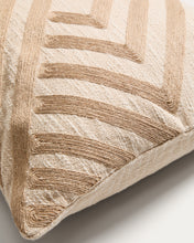 Load image into Gallery viewer, Silume ecru cotton cushion cover with beige jute embroidery 45 x 45cm - image 2