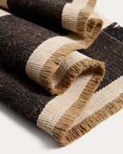 Load image into Gallery viewer, Daltan black striped cotton and jute table runner 50 x 150cm - image 4