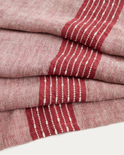 Load image into Gallery viewer, Calena linen jacquard table runner with red central stripe 50 x 150 cm - image 4