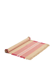 Load image into Gallery viewer, Davia 100% cotton table runner with red stripes and fringed detail 50 x 150cm