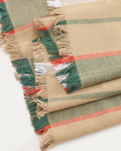 Load image into Gallery viewer, Davia 100% cotton table runner with green stripes and fringed detail 50 x 150cm - image 4
