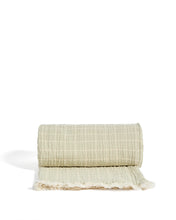 Load image into Gallery viewer, Tivaro 100% cotton jacquard blanket in light green check, double-sided 130 x 170 cm