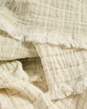 Load image into Gallery viewer, Tivaro 100% cotton jacquard blanket in light green check, double-sided 130 x 170 cm - image 5